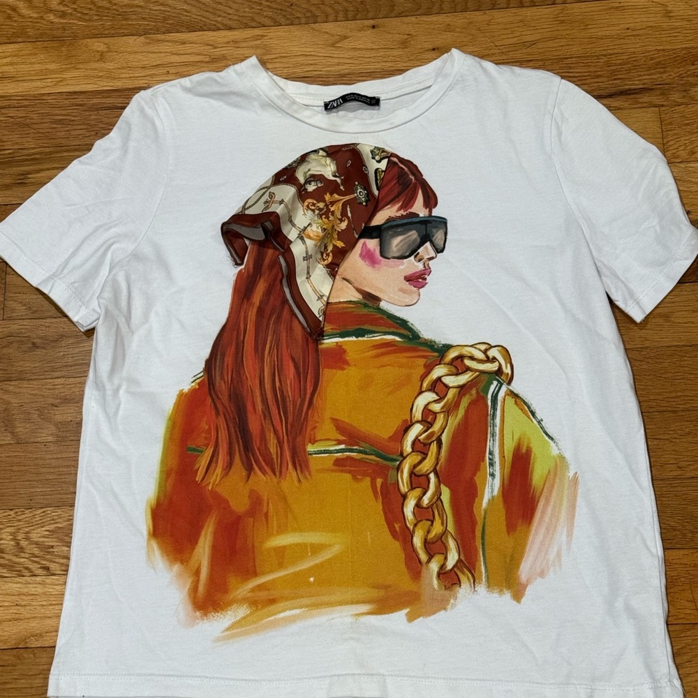 Zara Graphic Tee with 3D Fashion Illustration